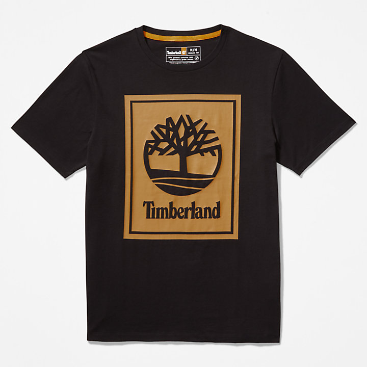 Timberland ALL GENDER LOGO T-SHIRT IN BLACK AND YELLOW